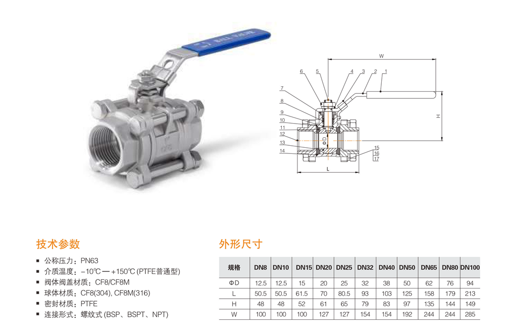 螺紋球閥/絲口球閥/不銹鋼參數(shù)